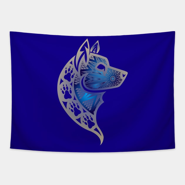 The Wolf (Blue) Tapestry by melvinwareagle