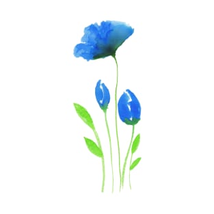 Blue flowers in modern watercolor design T-Shirt