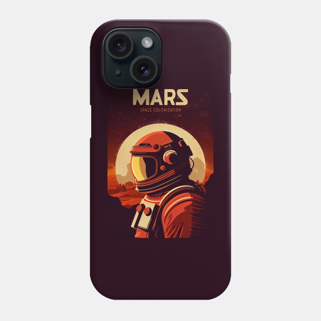 Mars Adventure Vintage Travel Poster Phone Case by GreenMary Design