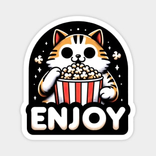 cute cat eat popcorn Magnet