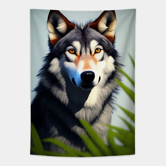 3d fantasy wolf portrait Tapestry by TrendsCollection