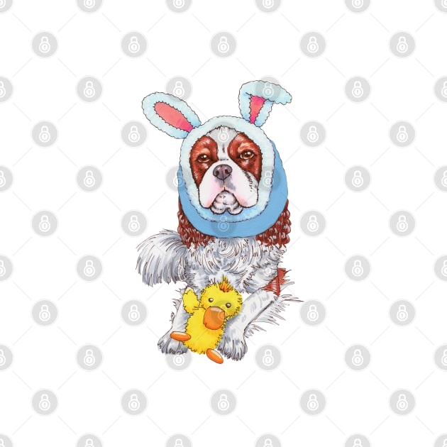 Cavalier King Charles Spaniel - Blenheim wearing a bunny snood by jollyinu