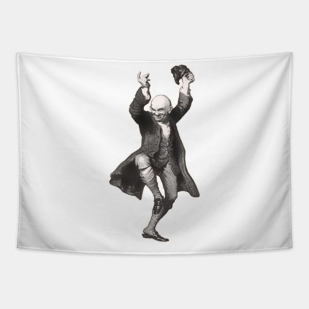 Bald old man dancing happily Tapestry by Marccelus