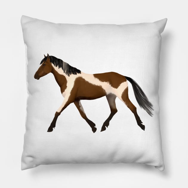 Skewbald horse trotting Pillow by Shyflyer