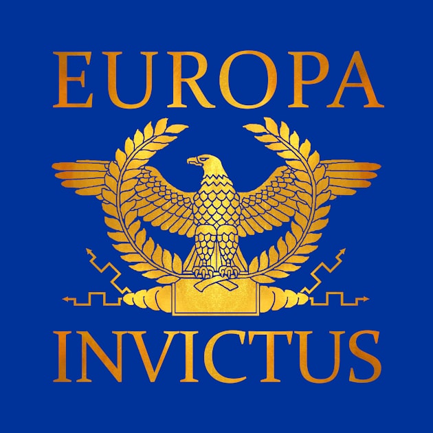 Europa Invictus - Gold Eagle on Blue by AtlanteanArts