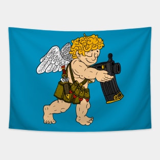 love cartoon, tactical cupid. funny illustration. Tapestry