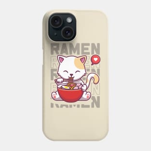 Eating Ramen Cute Noodles Kawaii Kittie instant cup Japanese food manga anime Phone Case