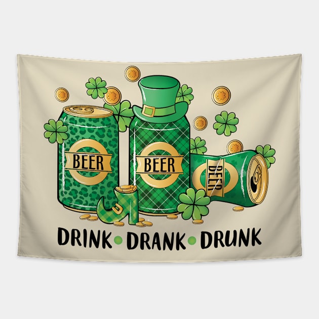 Drink Drank Drunk Funny Saint Patrick's Day Irish Beer Drinking Tapestry by JDVNart