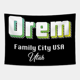 Orem Utah Yellow Text Tapestry