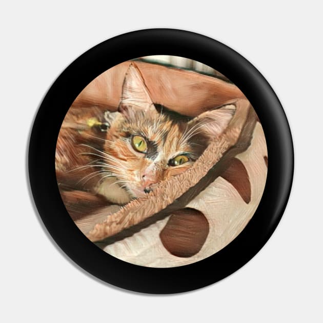 Curled Up floppy cat Pin by GoranDesign