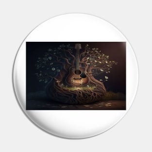 Acoustic Guitar Tree Of Life / Unwind Art Work Design Pin