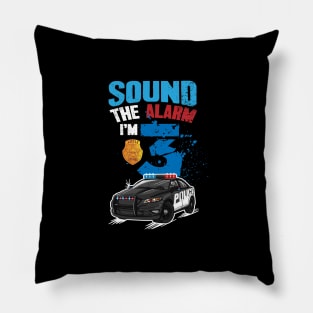 Kids Police Car 3rd Birthday Gift Boy Sound The Alarm I'm 3 Pillow