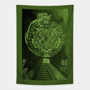 the mexican pyramids in teotihuacan leaf dragon aztec calendar Tapestry