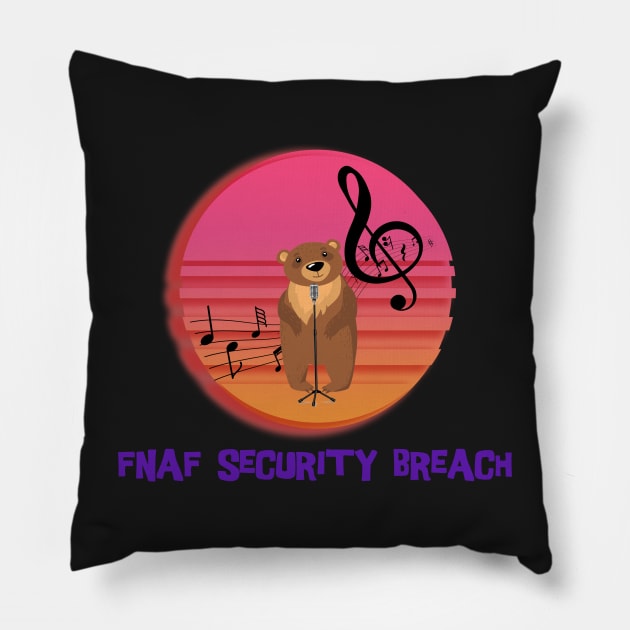 Funny bear singing |Fnaf security breach Pillow by gmnglx