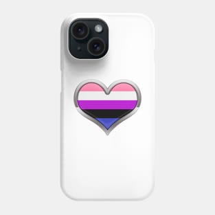 Large Gender Fluid Pride Flag Colored Heart with Chrome Frame Phone Case