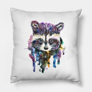 raccoon watercolor Pillow