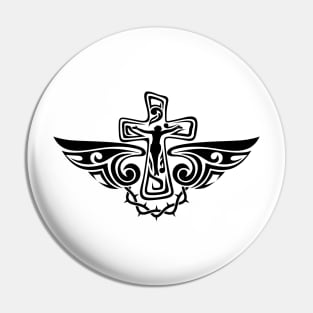 Jesus Christ on the cross. Tattoo style. Pin