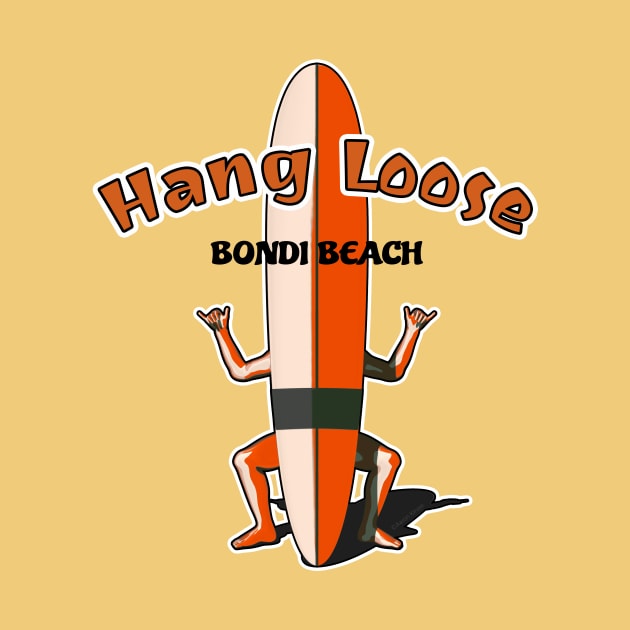 Bondi Beach Surfboard Shaka Man by AKdesign