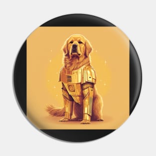 Golden Retriever Dog The Force Android Astronaut Pin