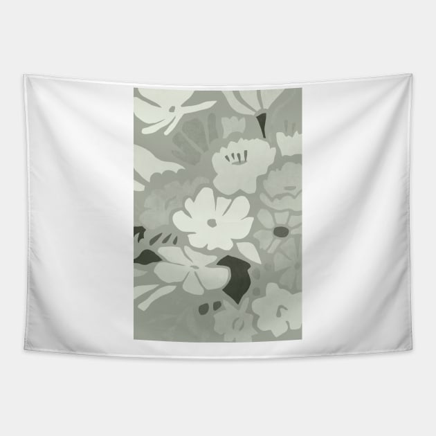 Pastel green abstract flowers pattern Tapestry by VectoryBelle