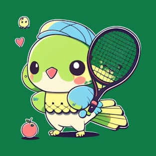 kawaiii cute parrot playing tennis T-Shirt