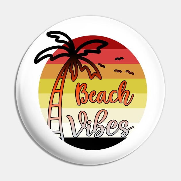 Beach Vibes // Palm tree Sunset Design Pin by PGP