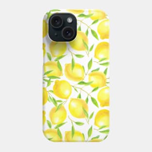 Lemons and leaves  pattern design Phone Case