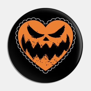 Pumpkin Heart Face Pin