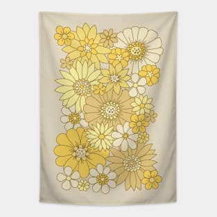 Mellow Yellow Retro Daisy Tapestry