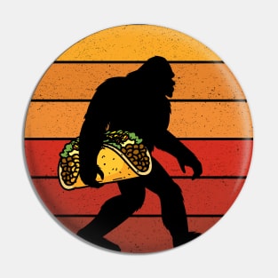 Funny Bigfoot Holding A Taco Pin