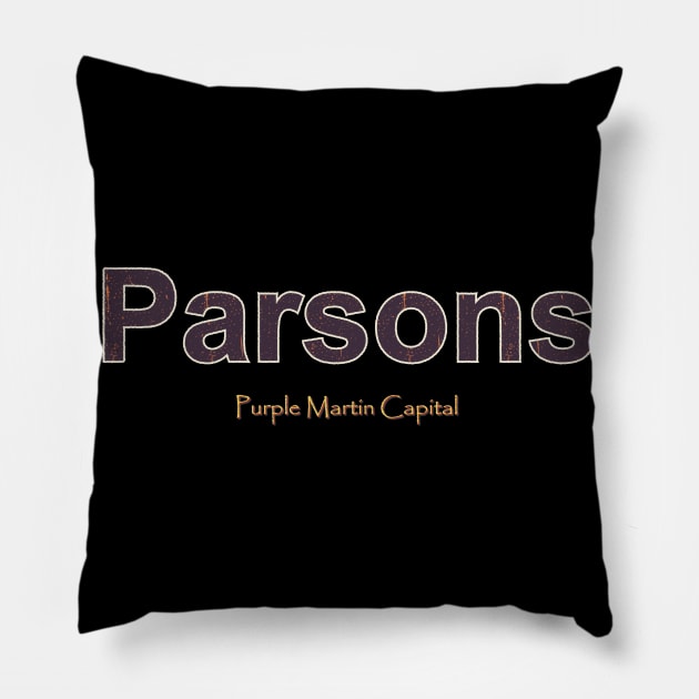 Parsons Grunge Text Pillow by WE BOUGHT ZOO