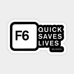 Official ROCKY ROCKHEAD Merch - F6 Quicksaves Lives (White) Magnet