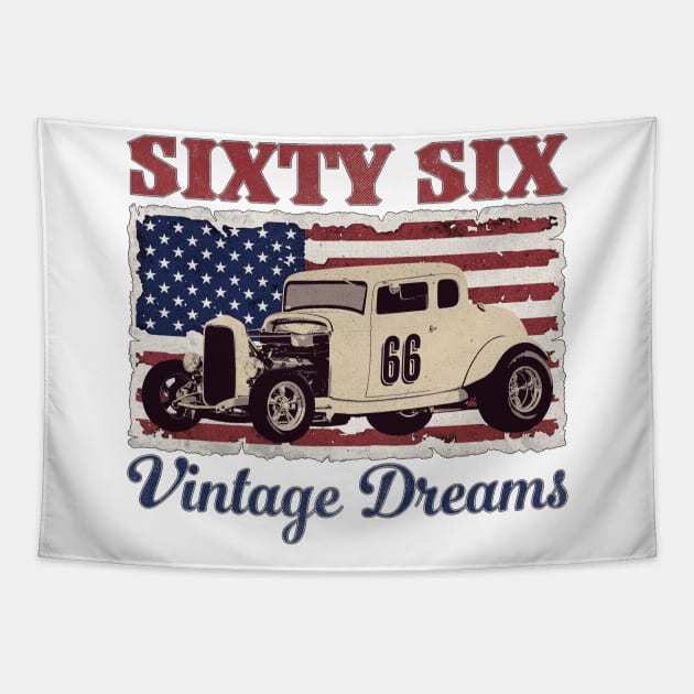 66 Vintage Hot Rod Tapestry by Drop23