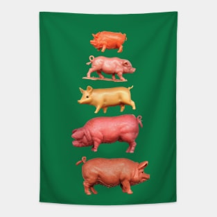 Stack of pigs on the green green grass of home Tapestry