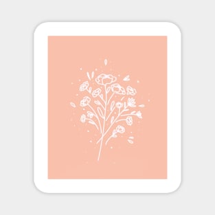 Small line art flowers peach Magnet