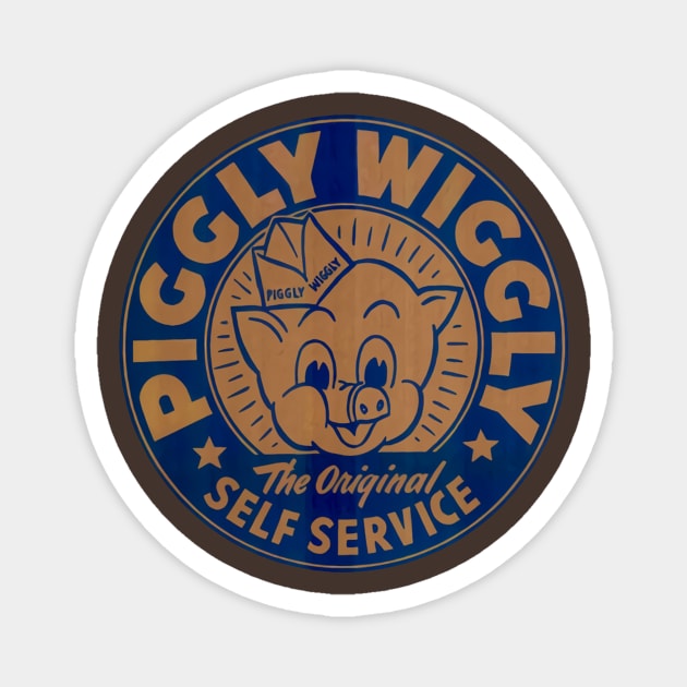 Vintage Blue Piggly Wiggly Magnet by CLARASTEAM