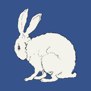 White Sitting Fluffy Rabbit T-Shirt