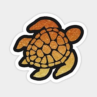 Orange Ombre Faux Glitter Turtle Magnet