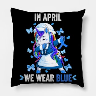 Child Abuse Prevention Awareness Month Blue Ribbon gift idea Pillow