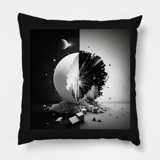 Life in Black and White City Parse Pillow