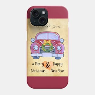 Christmas Car - wish greeting card Phone Case