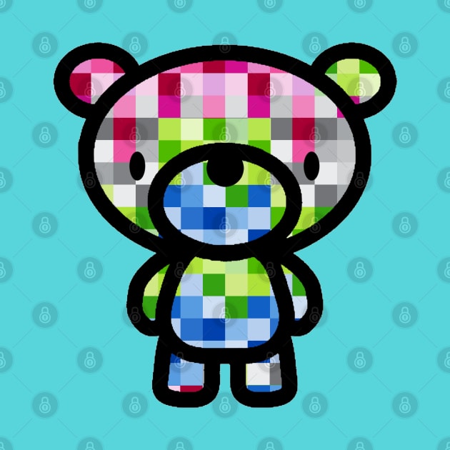 Rainbow Pixel Checkers Bear by BIBLIOTEECA