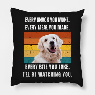 Every snack you make. Golden retriever retro design Pillow