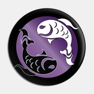 Yin and Yang Tribal style fish, purple Pin