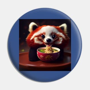 Kawaii Red Panda Eating Ramen Pin