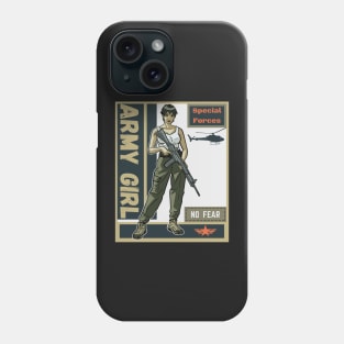 Black Anime Army Girl Phone Case