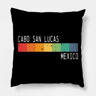 Cabo San Lucas Mexico Vacation Vintage Rainbow Design Pillow