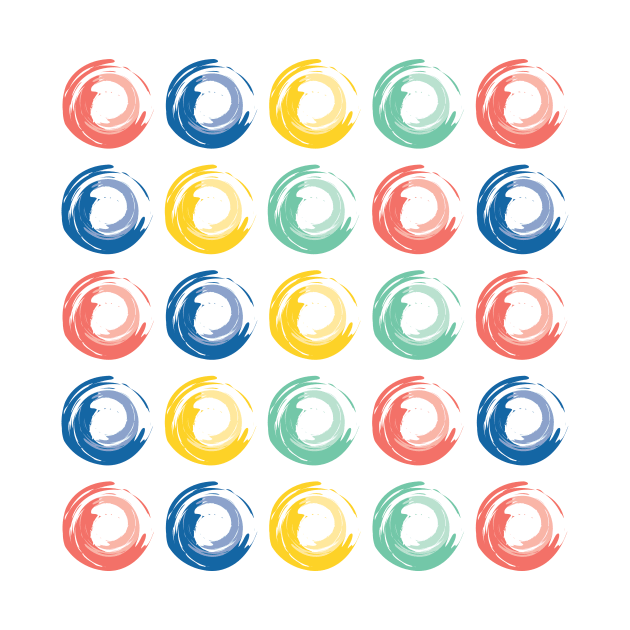 Colorful Circles, Pink, Blue, Yellow and Green by sigdesign