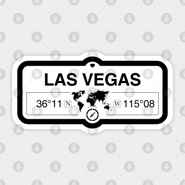 Las Vegas Nevada Map Gps Coordinates Artwork With Compass Las Vegas Nevada Sticker Teepublic Au
