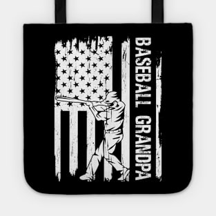 Baseball Grandpa USA Flag Father's Day Tote